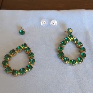 Stella & Dot 2 In 1 Emerald Green Earrings